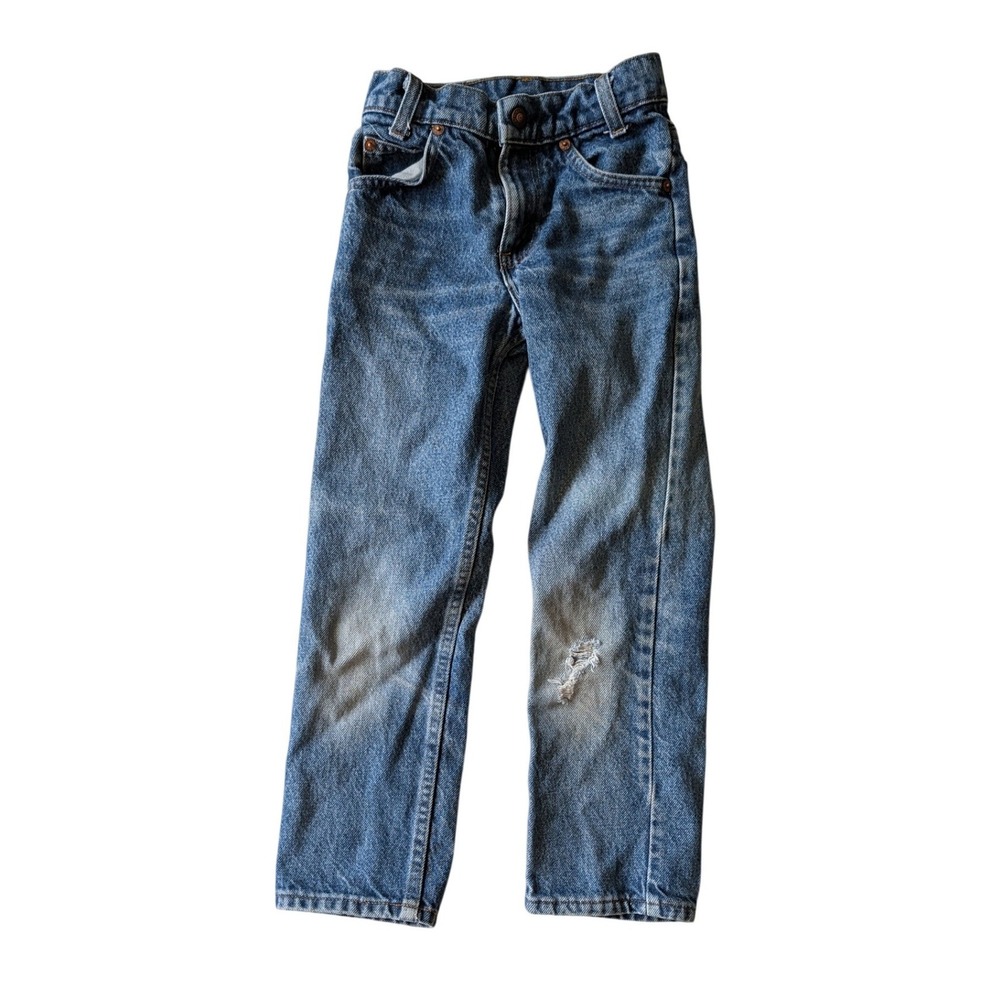 Vintage Levis 405 0215 Orange Tab Slim Fit Jeans Boys Size 8 Made in USA Blue